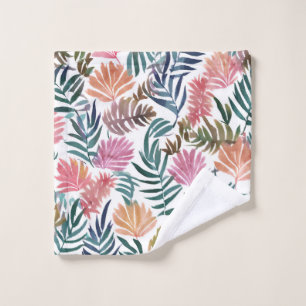 Botanical Leaves Watercolor   Floral Colourful Lea Wash Cloth