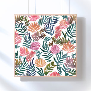 Botanical Leaves Watercolor   Floral Colourful Poster