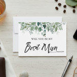 Botanical Leaves Will You Be My Best Man Invitation<br><div class="desc">This botanical green leaves wedding design can be personalised with your information. It may be further customised by choosing the click to customise further option. You may change the text colour and style, some backgrounds and delete some images. Please see my collections for more in this greenery wedding suite. Contact...</div>