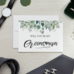 Botanical Leaves Will You Be My Groomsman Invitation<br><div class="desc">This botanical green leaves wedding design can be personalised with your information. It may be further customised by choosing the click to customise further option. You may change the text colour and style, some backgrounds and delete some images. Please see my collections for more in this greenery wedding suite. Contact...</div>