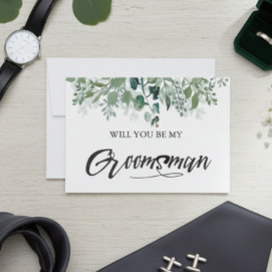 Botanical Leaves Will You Be My Groomsman Invitation