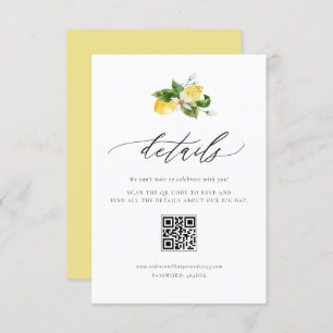 Botanical Lemon and Greenery QR Code Details Enclosure Card