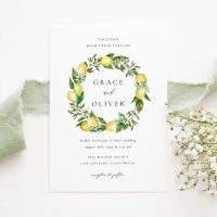 Botanical Lemon and Greenery Wreath Summer Wedding