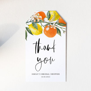 Botanical Lemon and Orange Bridal Shower Thank You Gift Tags