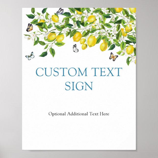 Botanical Lemon Baby Shower Custom Text Sign (Front)