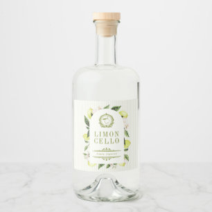 Botanical Lemon Frame Limoncello  Liquor Bottle Label