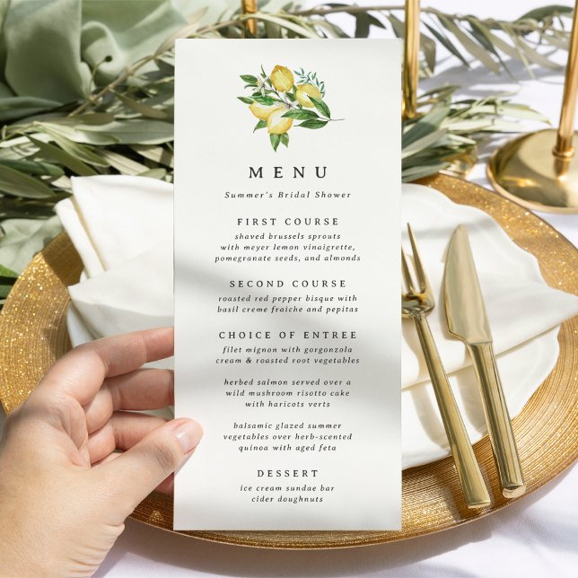 Botanical Lemon Themed Bridal Shower or Wedding Menu (Creator Uploaded)