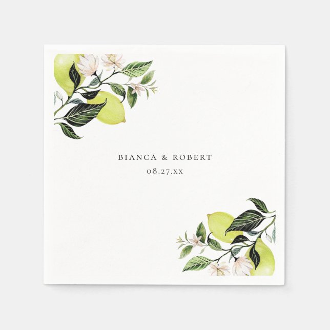 Botanical Lemon Wedding Napkin (Front)