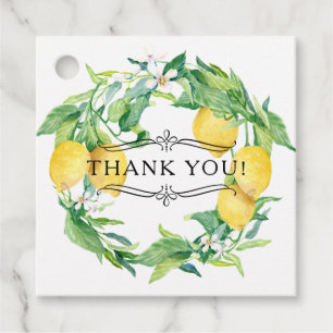 Botanical Lemon Wreath Floral Watercolor Foliage Favour Tags