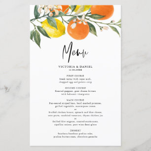 Botanical Lemons and Oranges Garland Menu Card