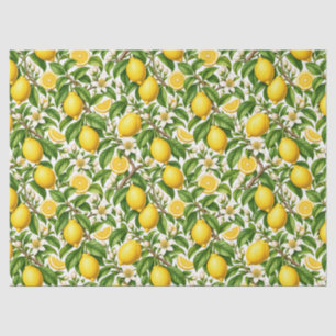 Botanical Lemons and White Blossoms Tissue Paper