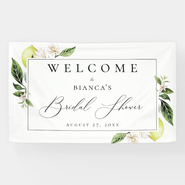 Botanical Lemons Bridal Shower Welcome Banner (Horizontal)