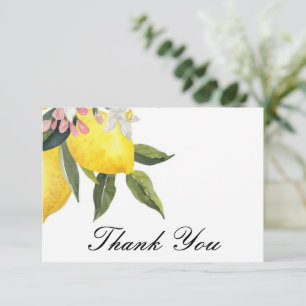 Botanical lemons floral thank you card 