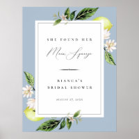 Botanical Lemons Main Squeeze Bridal Shower Poster