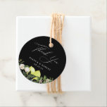 Botanical Lemons Wedding Thank You Favour Tags<br><div class="desc">Elegant watercolor botanical lemons,  leaves and blossoms arrangement,  wedding thank you black favour tags. "thank you" in chic white calligraphy graphic with lines for your names and event date.</div>