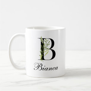 Botanical Letter Elegant Custom Name Mug