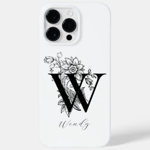 Botanical Letter W Monogram Name Case-Mate iPhone 14 Pro Max Case