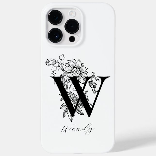 Botanical Letter W Monogram Name   Case-Mate iPhone Case (Back)
