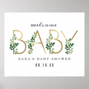 Botanical Lettering Baby Shower Poster