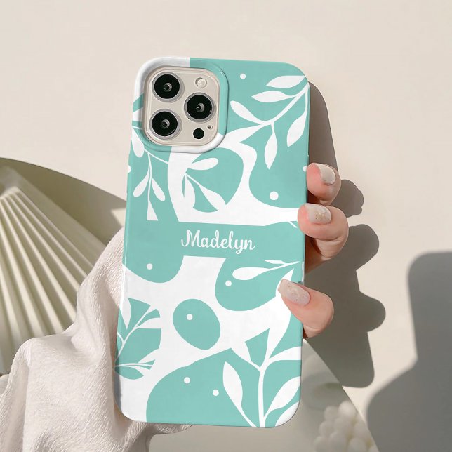 Botanical Light Blue Personalised Floral Case-Mate iPhone Case (Creator Uploaded)