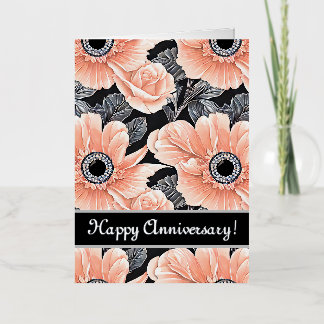 Botanical Light Peach Floral Foil Holiday Card