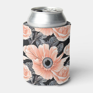 Botanical Light Peach Floral Pattern Can Cooler