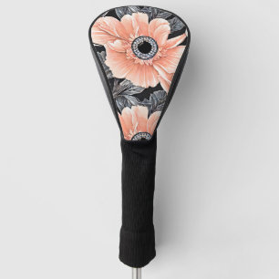 Botanical Light Peach Floral Pattern  Golf Head Cover