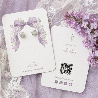 Botanical Lilac Coquette Bow Jewellery Display TMF Business Card