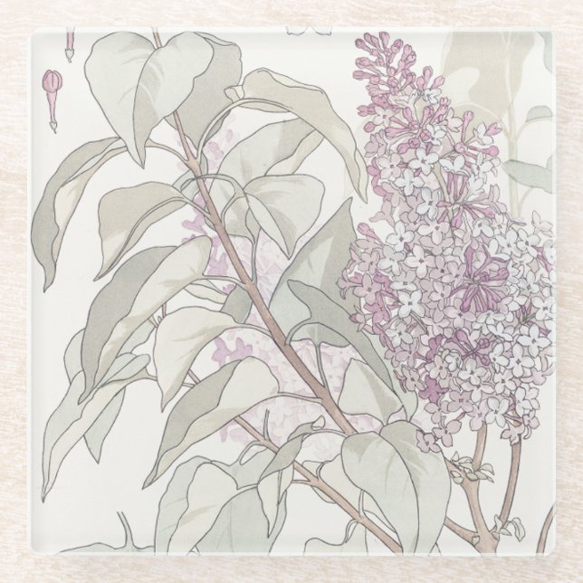 Botanical Lilac Glass Coaster (Front)