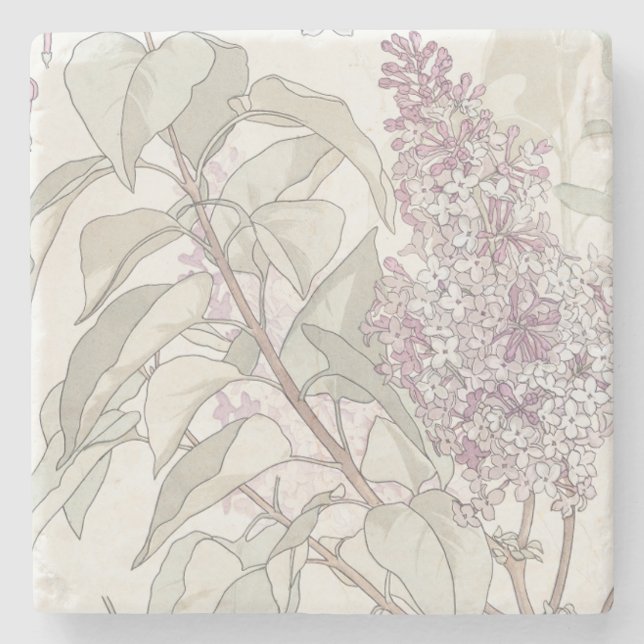 Botanical Lilac Stone Coaster (Front)