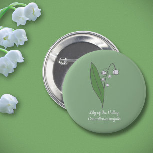Botanical Lily of the Valley Pastel Flower  6 Cm Round Badge