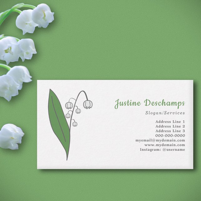 Botanical Lily of the Valley Pastel Flower Business Card (Botanical Lily of the Valley Business Card)