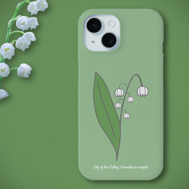 Botanical Lily of the Valley Pastel Flower  Case-Mate iPhone Case (Botanical Lily of the Valley green Phone Case)