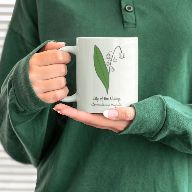 Botanical Lily of the Valley Pastel Flower  Coffee Mug (Botanical Lily of the Valley Mug)