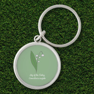 Botanical Lily of the Valley Pastel Flower  Key Ring