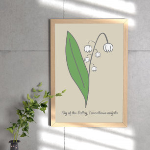 Botanical Lily of the Valley Pastel Flower  Poster