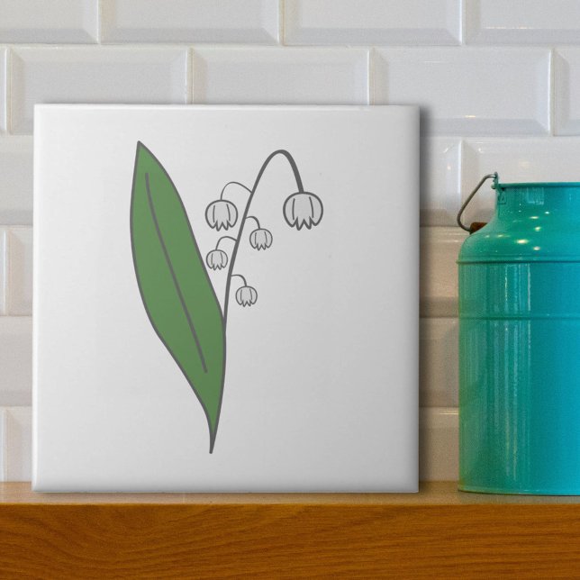 Botanical Lily of the Valley Pastel Flower White Tile (Lily of the Valley White Ceramic Tile)