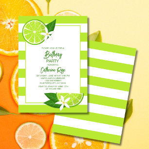 Botanical Lime Citrus Summer Birthday Party Invitation