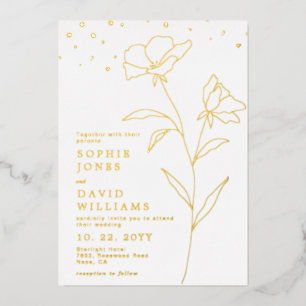 Botanical Line Art Flower Elegant Wedding Real
