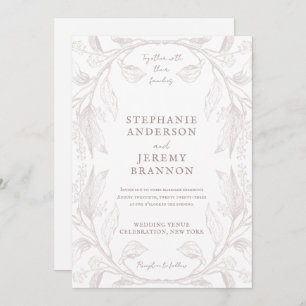 Botanical Line Art Frame Dusty Rose Invitation