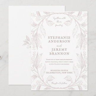 Botanical Line Art Frame Dusty Rose Invitation