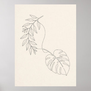 Botanical Line Art Print, Leafy Branch Poster
