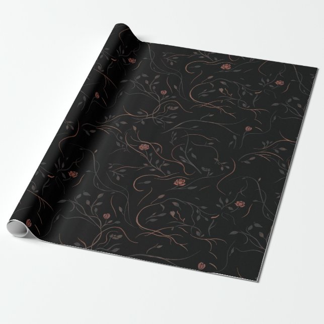 Botanical Line Art Wrapping Paper (Unrolled)