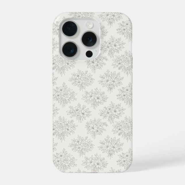 Botanical Line Bouquet Pattern iPhone Case (Back)
