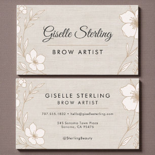 Botanical Linen Floral Brow Artist Beauty  Business Card