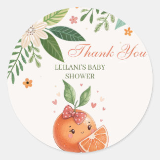 Botanical Little Cutie Orange Citrus Theme  Classic Round Sticker