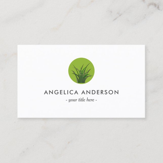 Botanical Logo - Lawn Care Business Card (Front)