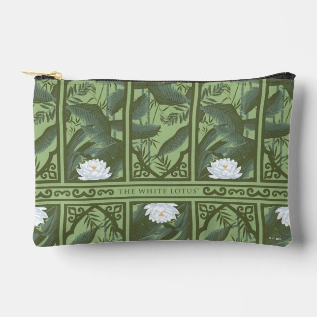 Botanical Lotus Panel Pattern - The White Lotus Accessory Pouch (Front)