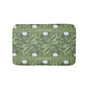 Botanical Lotus Panel Pattern - The White Lotus Bath Mat