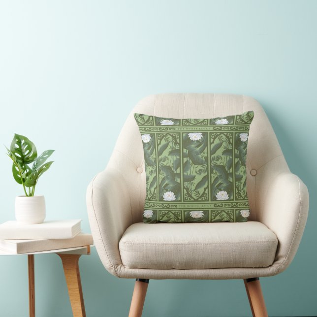 Botanical Lotus Panel Pattern - The White Lotus Cushion (Chair)